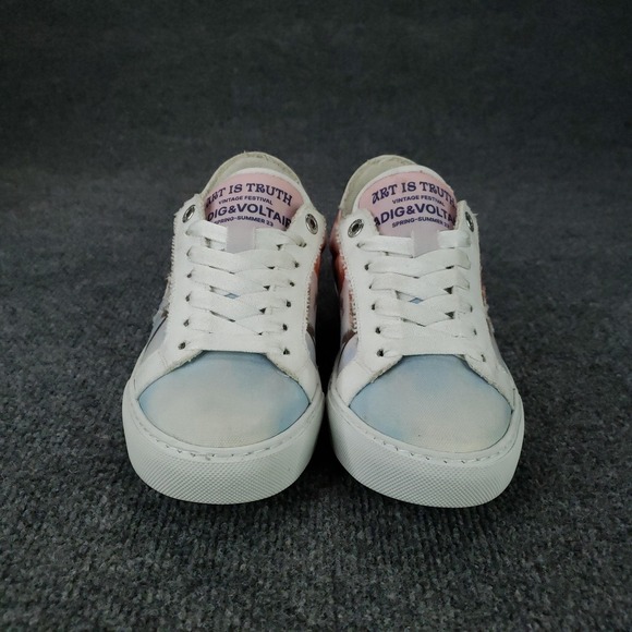 Zadig & Voltaire Art Is‎ Truth Shoes Womens Size 8.5 EU 39 Palm Print Sneakers - Picture 2 of 15